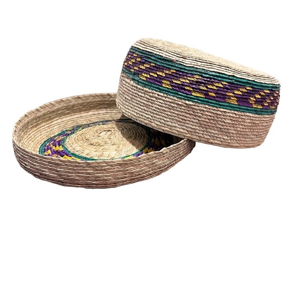 Artisanal Handwoven Tortillero / Bread Basket - Multi Color - Butterfly/Flower - Picture 4 of 7